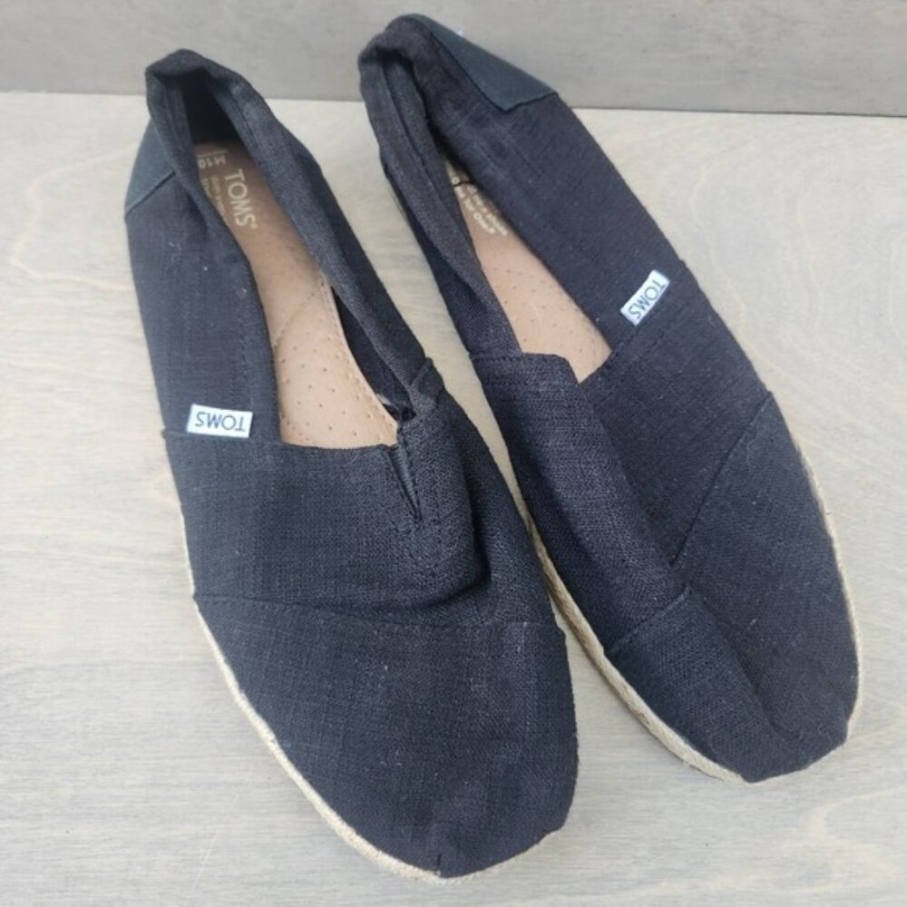 TOMS Mens Classic Canvas Espadrille Slip On Shoes Black Size 10